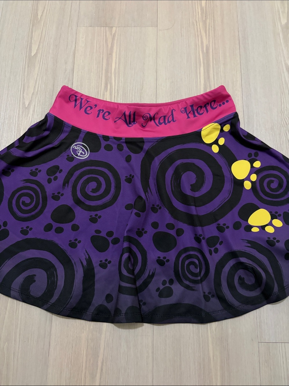 Disney Purple Spiral Skater Skirt with Pink Waistband and Yellow Accents